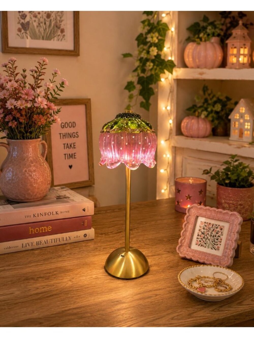 Strawberry Shortcake Touch Lamp USB Rechargeable Glass Dimmable Light VIRAL NEW